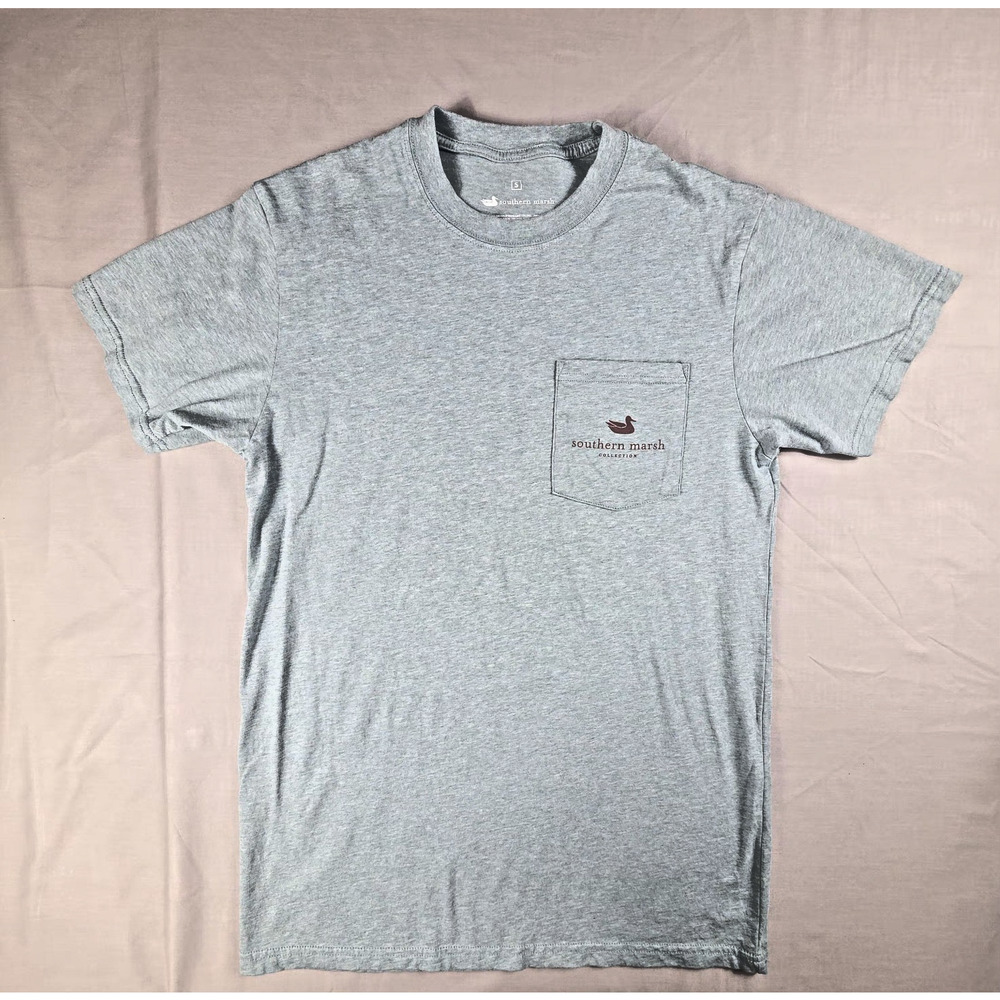 Southern Marsh Shirt Small Gray Short Sleeve Pocket Tee Bass Fish Graphic Mens S